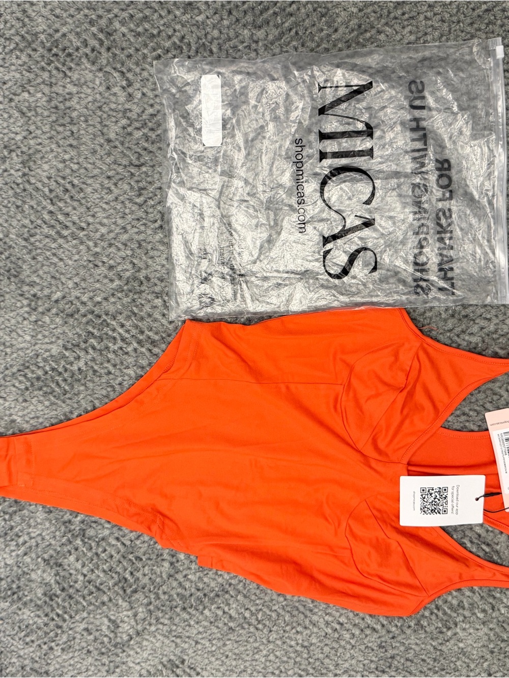 AMO Bright Orange Scoop Neck Bodysuit